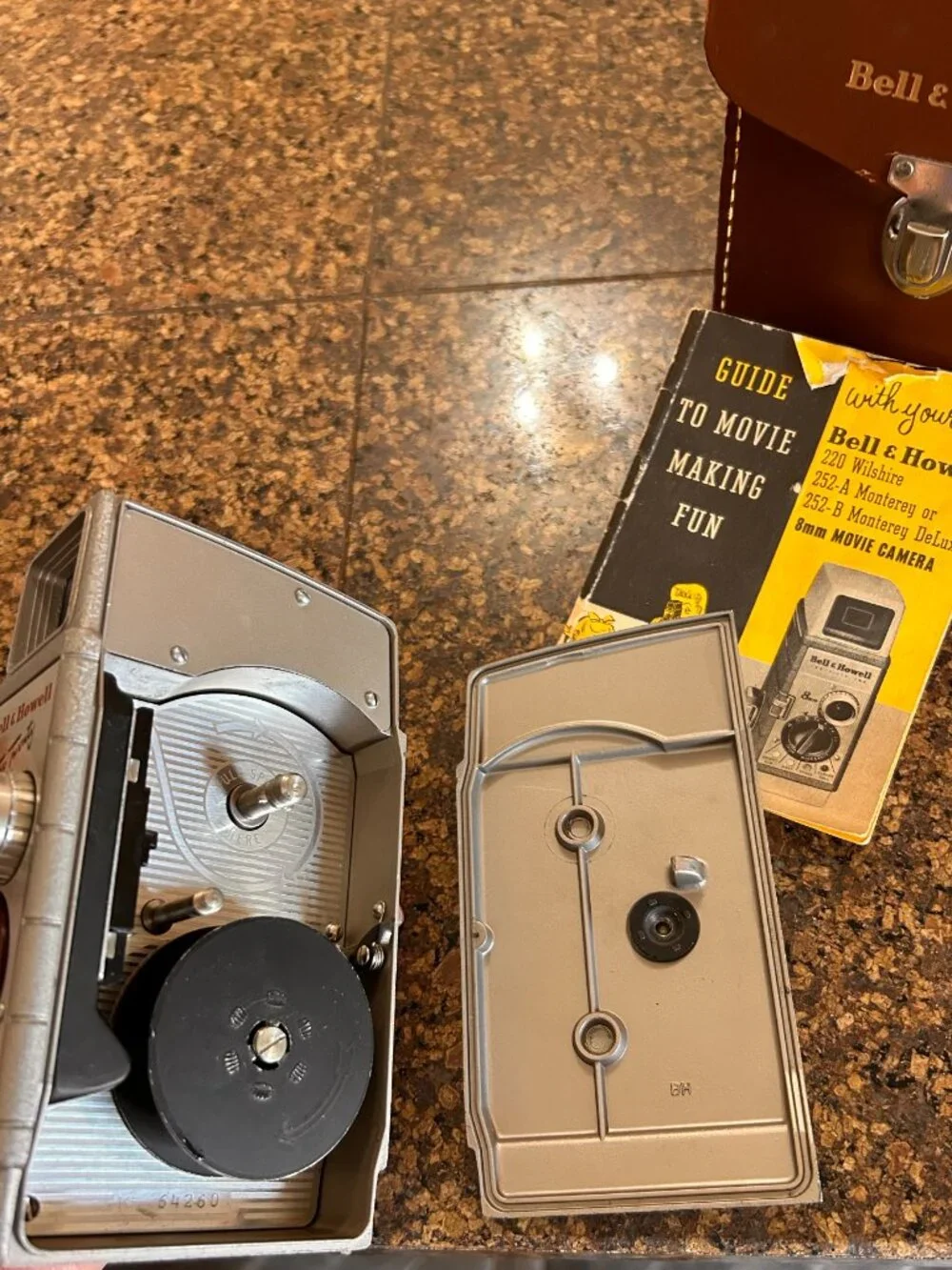 Vintage 1950s Bell & Howell Two Twenty 8mm Movie Camera With Case and Manual